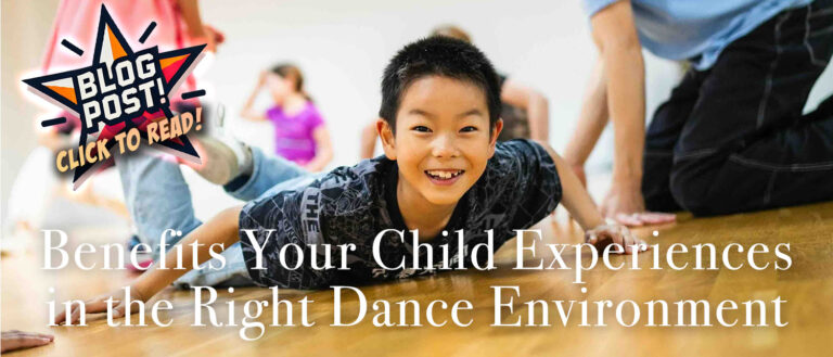 Smiling child dancing in a studio with “Blog Post: Click to Read!” overlay and blog title.