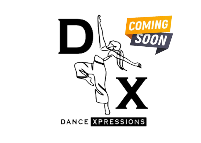 Dance Xpressions logo with stylized dancer silhouette and a “Coming Soon” banner.