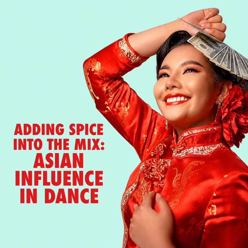 Asian Influence in Dance | Asian Heritage Month Blog by Marketing Movez Asian-inspired dance blog thumbnail featuring a woman in traditional red attire representing culture, identity, and Asian influence in modern dance.
