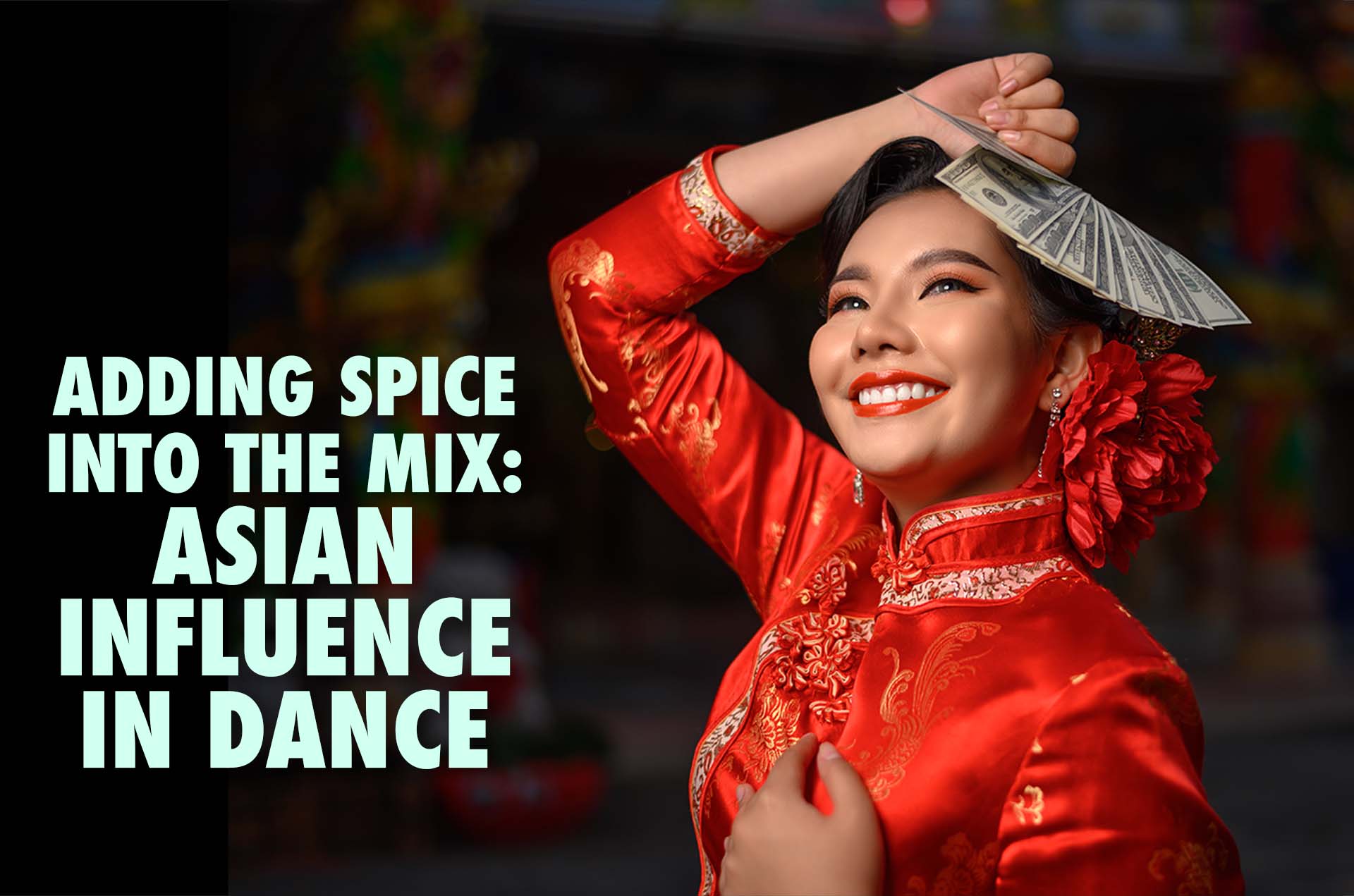 Asian Influence in Dance and Cultural Expression | Marketing Movez Woman in traditional Asian-inspired red attire representing Asian cultural influence in dance, performance, and creative expression during Asian Heritage Month.