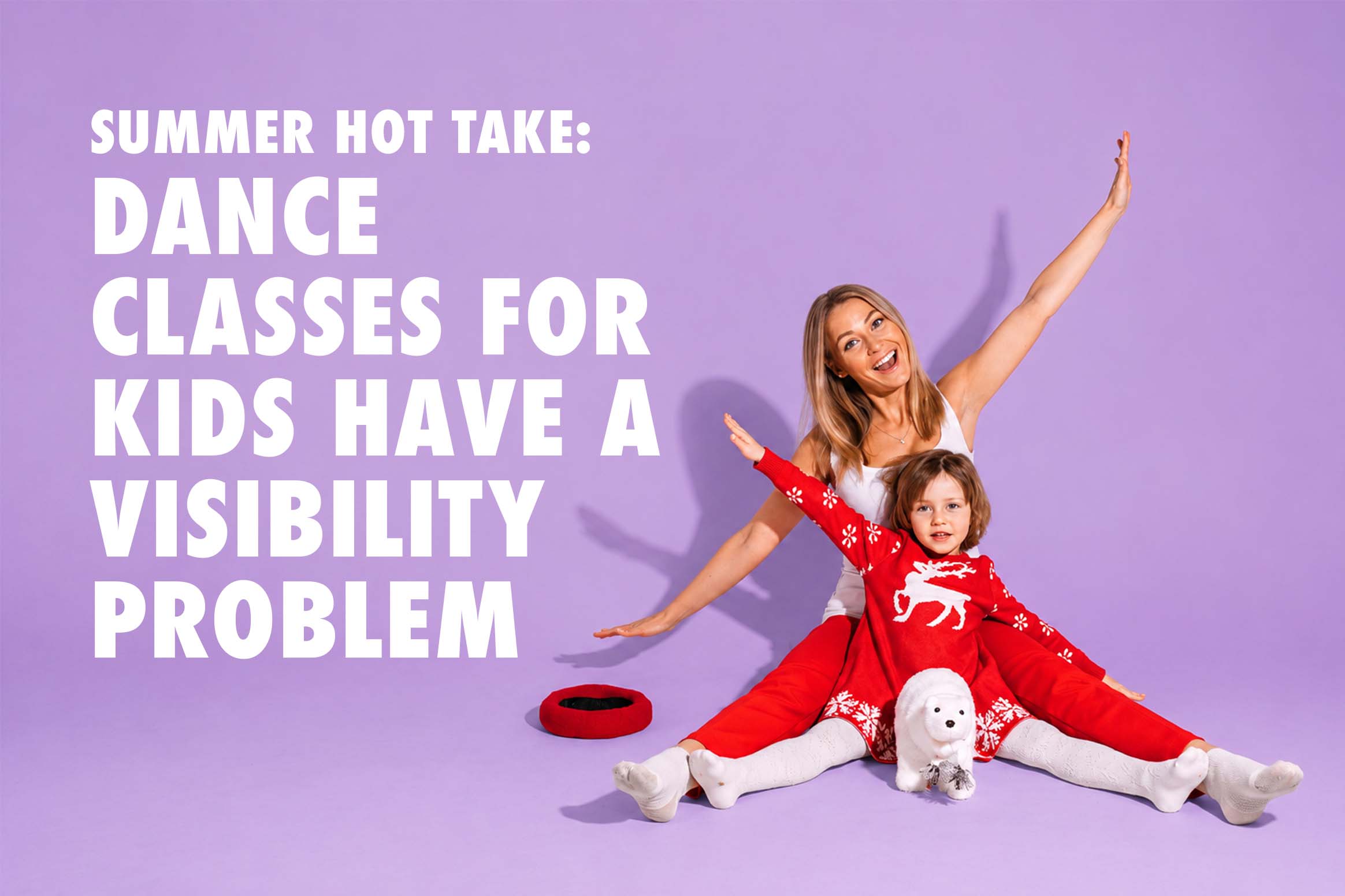 Making the Value of Dance Easier for Families to See Mother and young child posing playfully against a purple background, representing the confidence, connection, and personal growth that dance classes can provide for children and families.