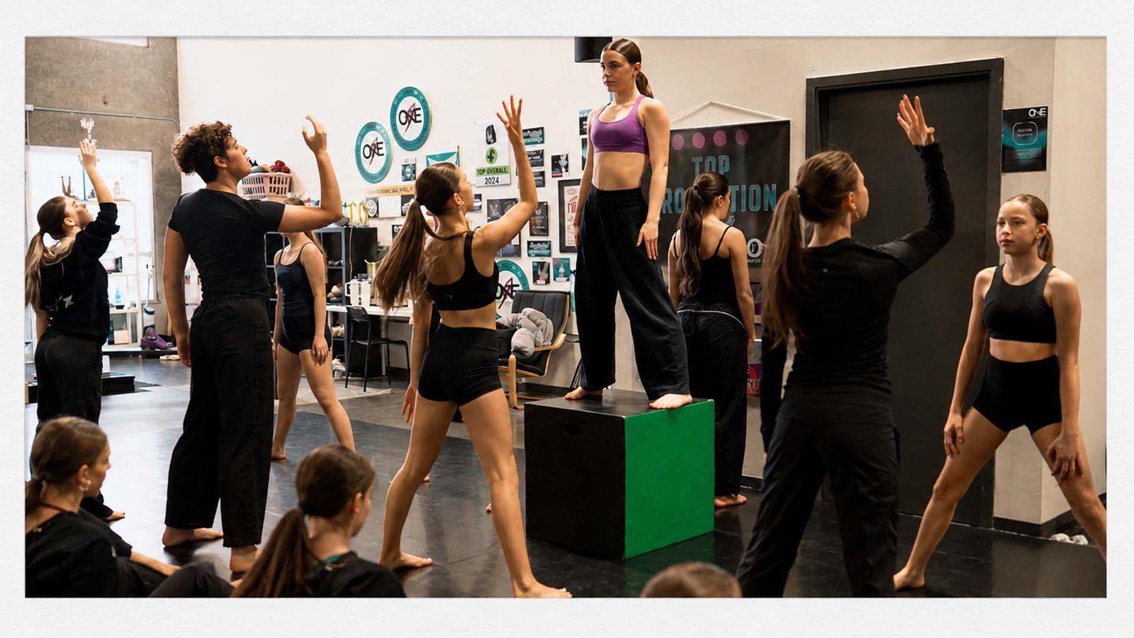 Dance Xpressions dancers rehearsing choreography together during a Media Day shoot