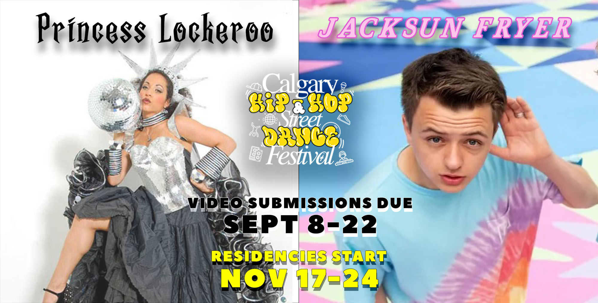 pulse-hip-hop-street-dance-festival-promo Promotional graphic featuring Princess Lockeroo and Jacksun Fryer for the Calgary Hip Hop & Street Dance Festival.