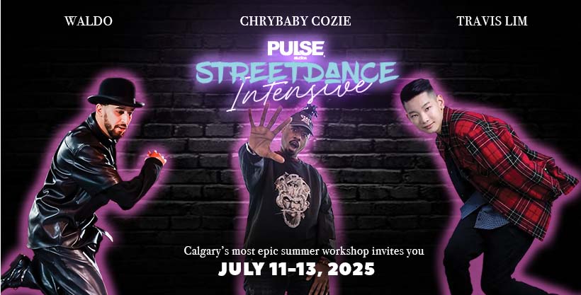 pulse-street-dance-intensive-workshop Promotional graphic for the PULSE Studios Street Dance Intensive workshop featuring guest instructors.